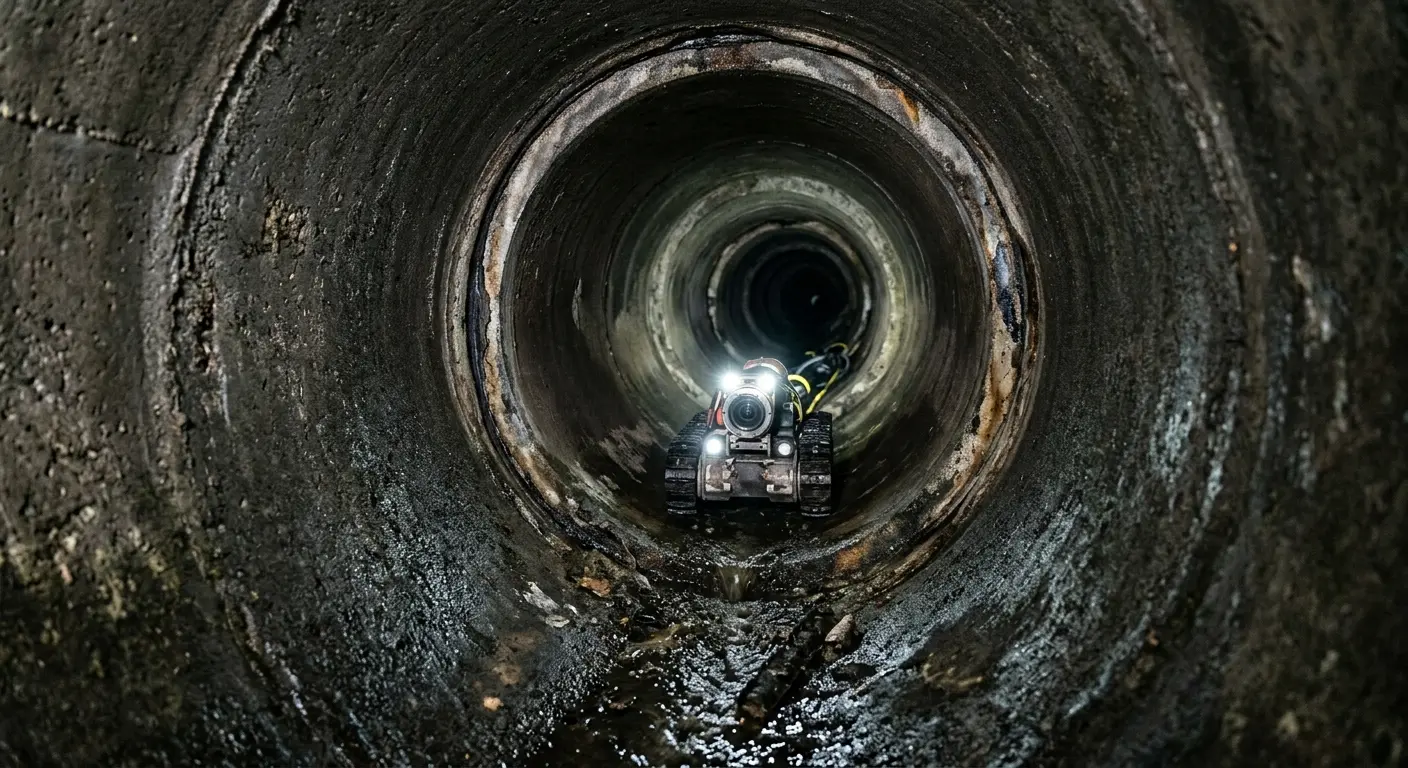 Robotic sewer camera inspecting pipe interior for Sewer Line Repair in Oak Hills